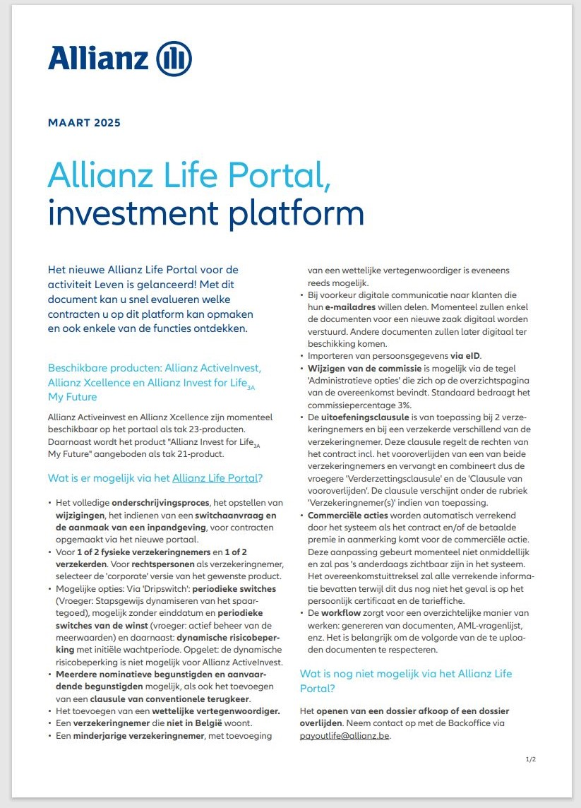Allianz Life Portal - One Pager